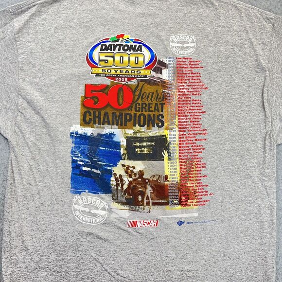 Daytona 500 NASCAR T-Shirt Mens 2XL XXL Grey 50 Year Anniversary 2008 Y2K VTG - Picture 5 of 9